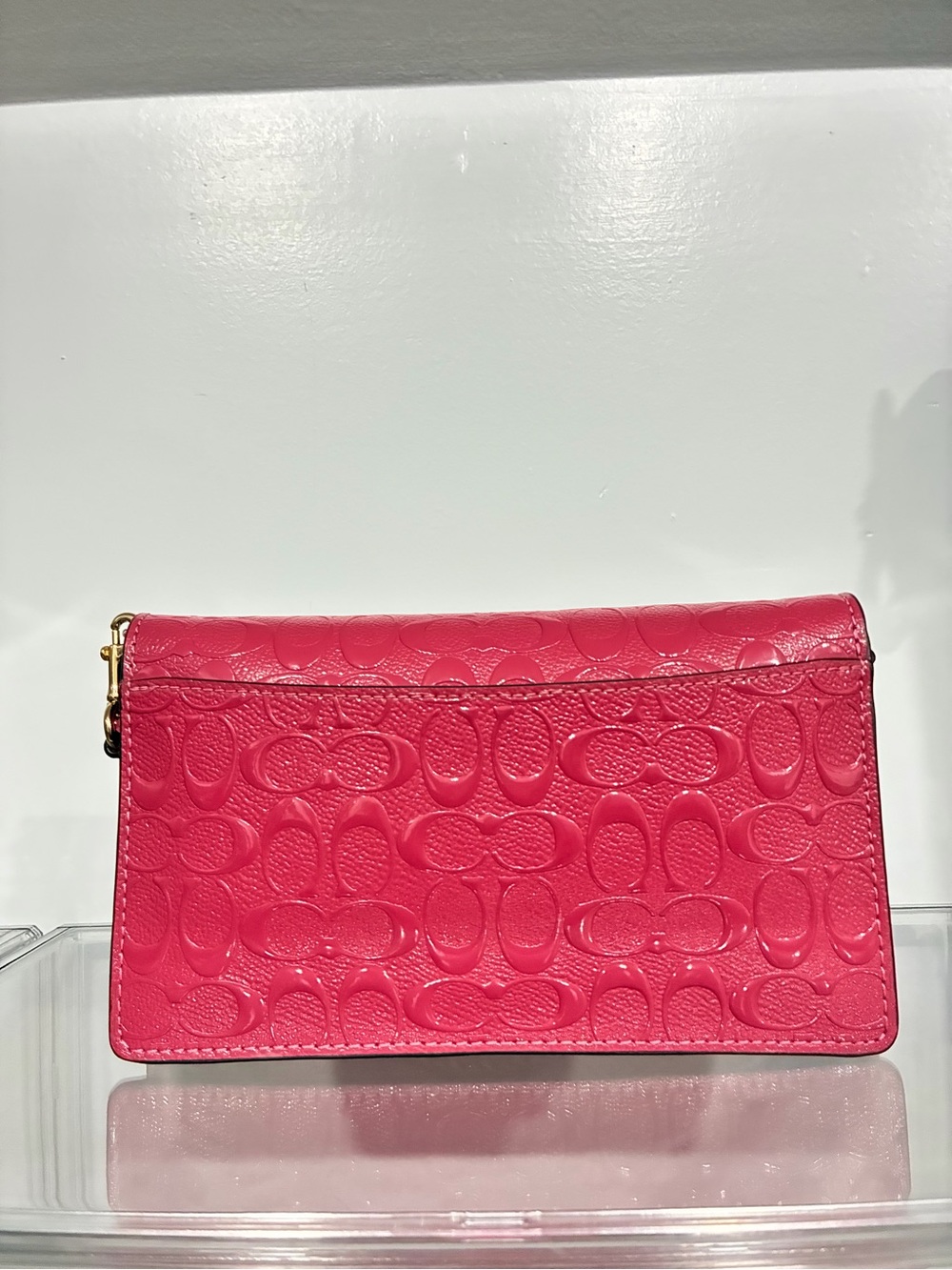 Coach Hot Pink Signature-Embossed Leather Crossbody - Picture 2 of 5